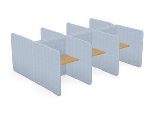 Betty 6 Unit Private Desk w Upholstered Divider