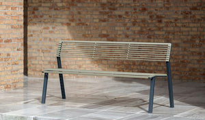 Coro Metal Outdoor Bench in Outdoor Setting 2