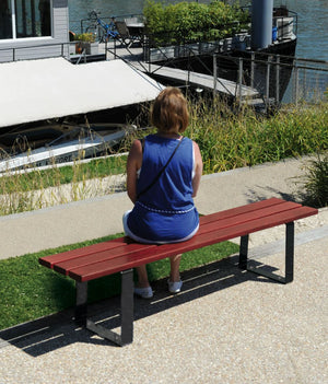 Riga Outdoor Bench with Exotic Hardwood Seat and Back 3 in Outdoor Setting
