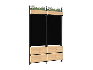 WsD Decora Modular End Of Desk Glassboard with Lockers and Planters African Oak