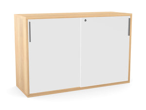 WsD Key 2 Level Sliding Door Storage African Oak