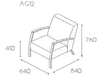 Age Upholstered Single Seater Chair with Armrests Dimensions