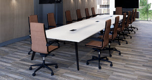 Alega Rectangular Long Table with Boardroom Chair in Meeting Room Setting