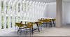 Alega Rectangular White Top Finish High Table with Yellow Barstool in Breakout Setting