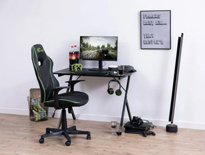 Arabella Gaming Desk Matte Black 9 with Black Gaming Chair