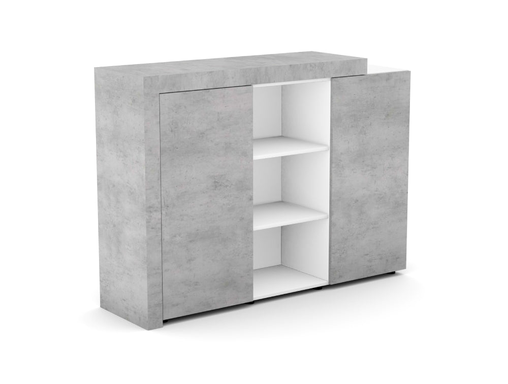 Auttica Cabinet with 2 Doors and Shelves in Chicago Concrete Finish Featured
