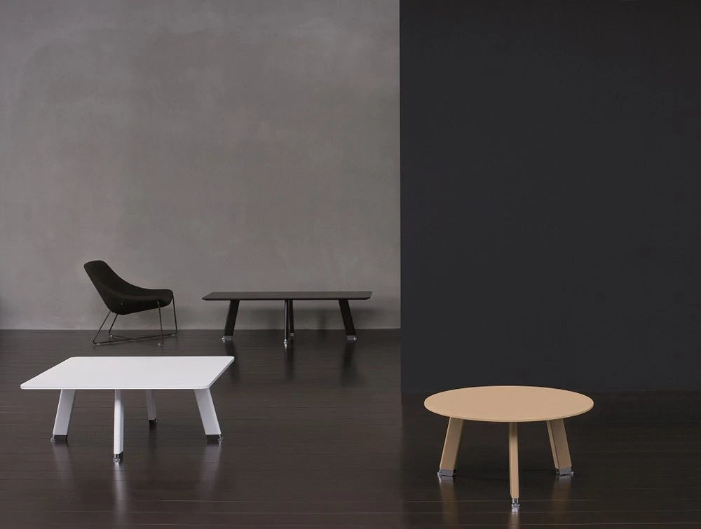 Balma Simplic Round Low Meeting Tabe Brown With Metal Legs