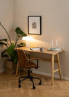 Brycen Home Office Desk with Mobile Chair and Indoor Plant in Home Office Setting