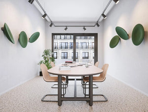 Buzzidish Acoustic Wall 2 In Green With Oval Table And Chairs In Meeting Room