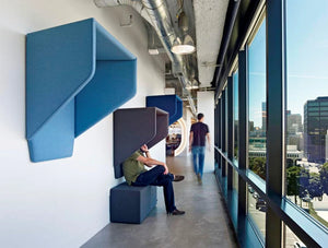 Buzzihood Wall Mounted Acoustic Phone Booth In Corridor Office Blue Building