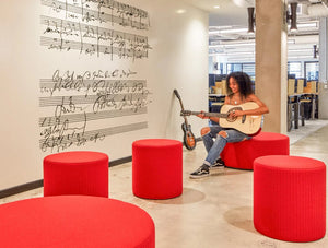 Buzzispot Pouf 2 In Red In Music Room