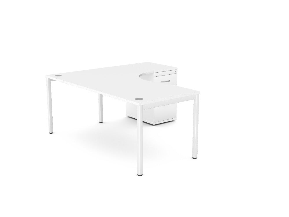 Custom C-Sense 1 Person Crescent Desk & Desk High Pedestal - Ref: 9CAO2R