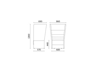 Cell128 Single Seater Office Chair With Floor Standing Base Dimensions