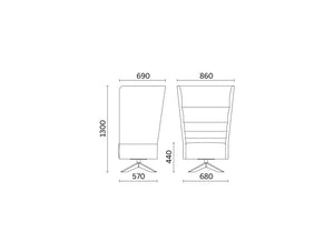 Cell128 Single Seater with Swivel Steel Base and 4 Spokes in Wood 4 Dimensions