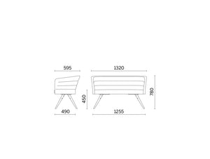 Cell75 2 Seater with Fixed Base and 4 Legs in Wood 5 Dimensions