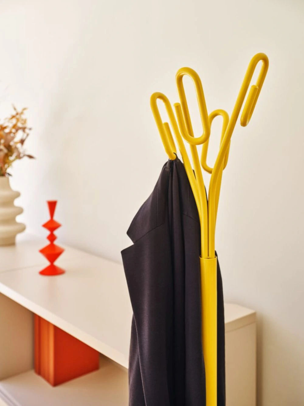 Clip Steel Coat Stand in Yellow Finish