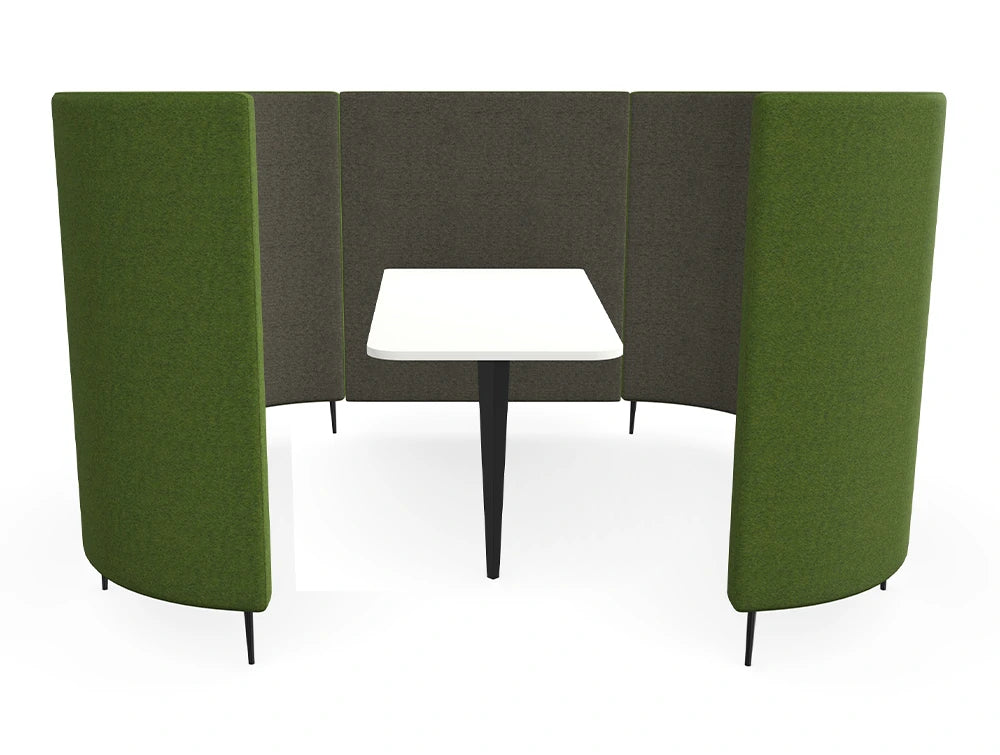 Delia 6 Seater Meeting Den With Table With Grey Interior And Green Exterior And One Seat