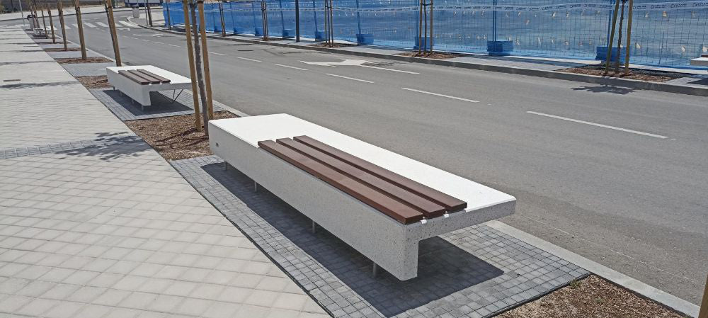 Ela Mad Rectangular Outdoor Bench in Two Toned Finish Outdoor Setting