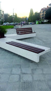Ela Plus Rectangular Outdoor Bench in Two Toned Finish with Other Benches in Outdoor Setting 3