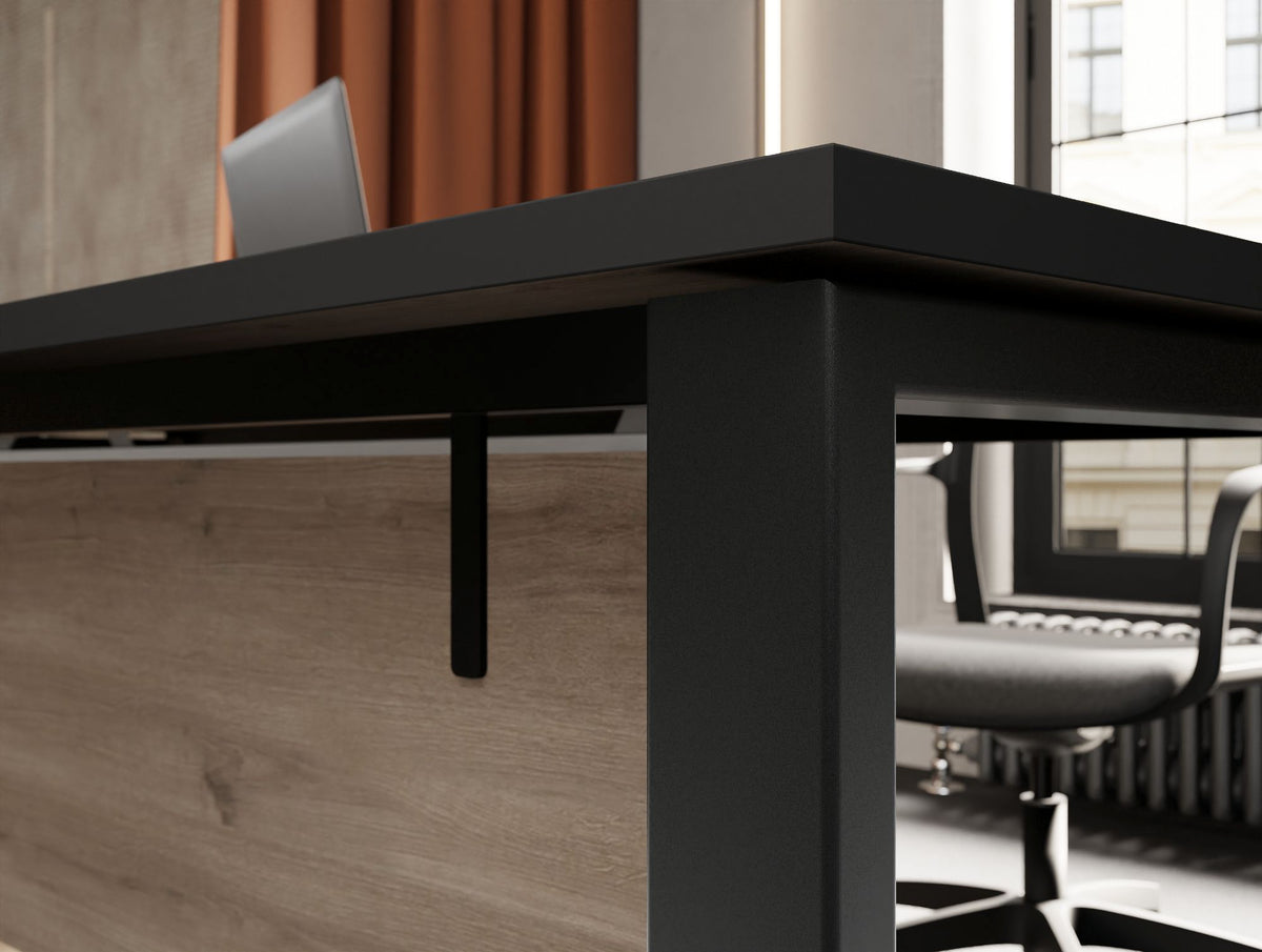 Executive Desk in Black Finish with Wooden Integrated Modesty Panel 2