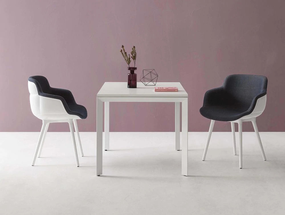 Gaber Choppy Sleek Upholstered Armchair Bl With Dark Blue Finish And White Frame