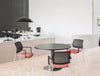 Gaya Mesh Conference Stackable Armchair with Black Back and Round Black Table