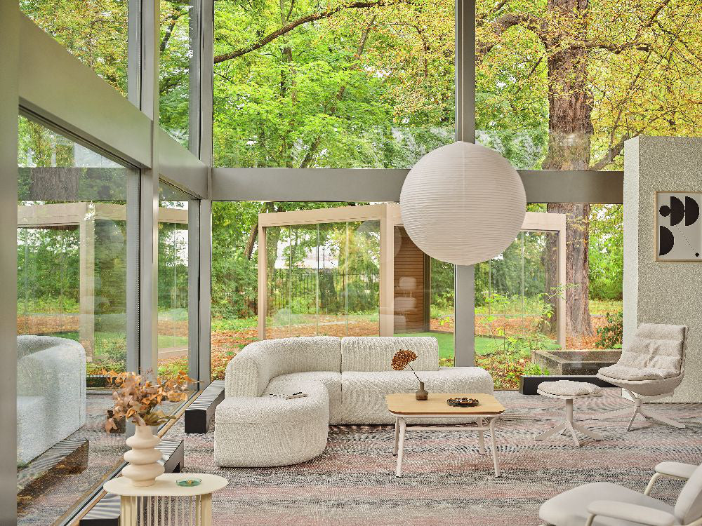 Grace Coffee Table with Modular Sofa and Lounge Chair in Living Room Setting 2