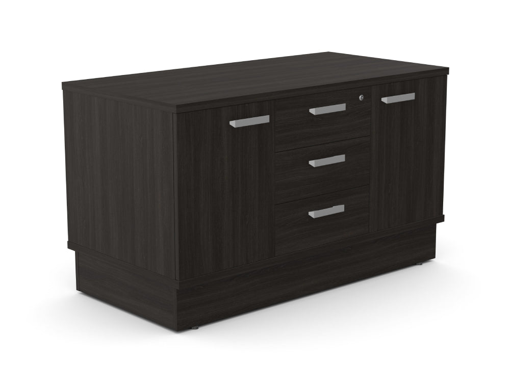 Grand Wooden Cabinet with 3 Drawers and 2 Doors in Harbour Oak Finish Featured