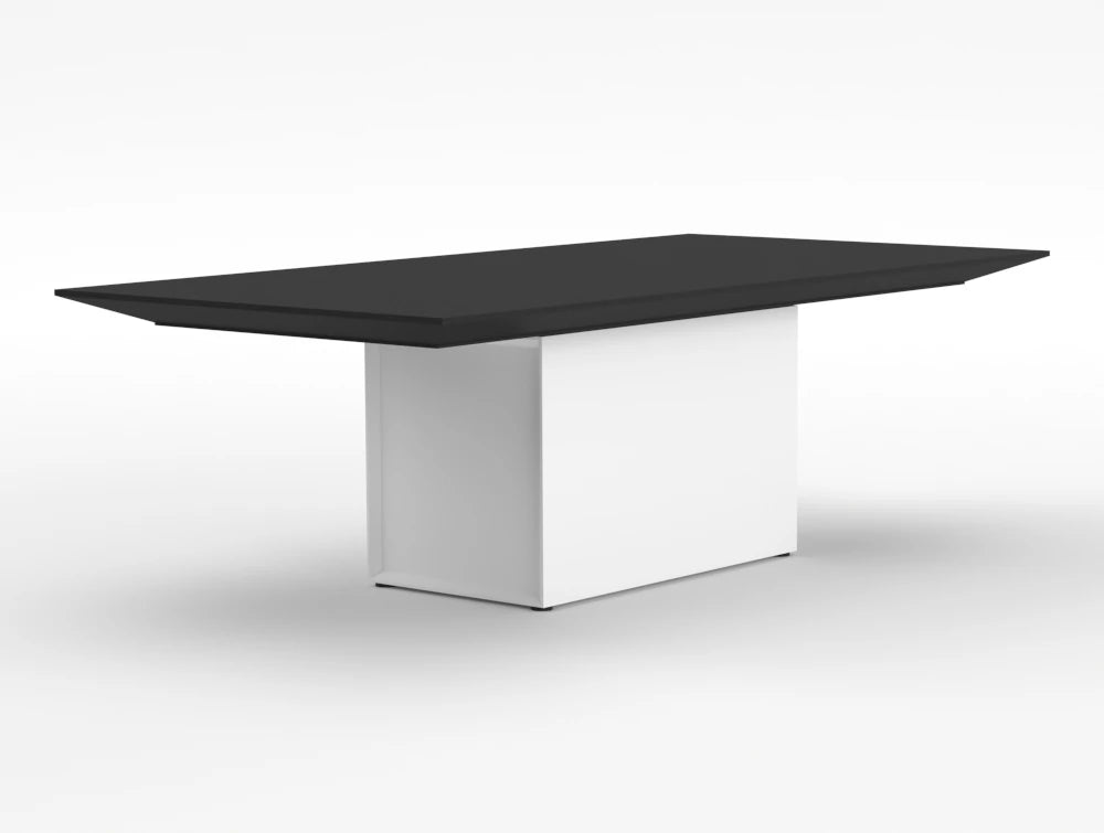 Gravity Sit Stand Executive Meeting Table Graphite Top White Frame Body