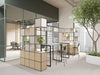 Ionic Modular Corner Zoning System with Nestro Hightop Table and Line High Stool and Vela Ergonomic Chair in Modern Office Setting