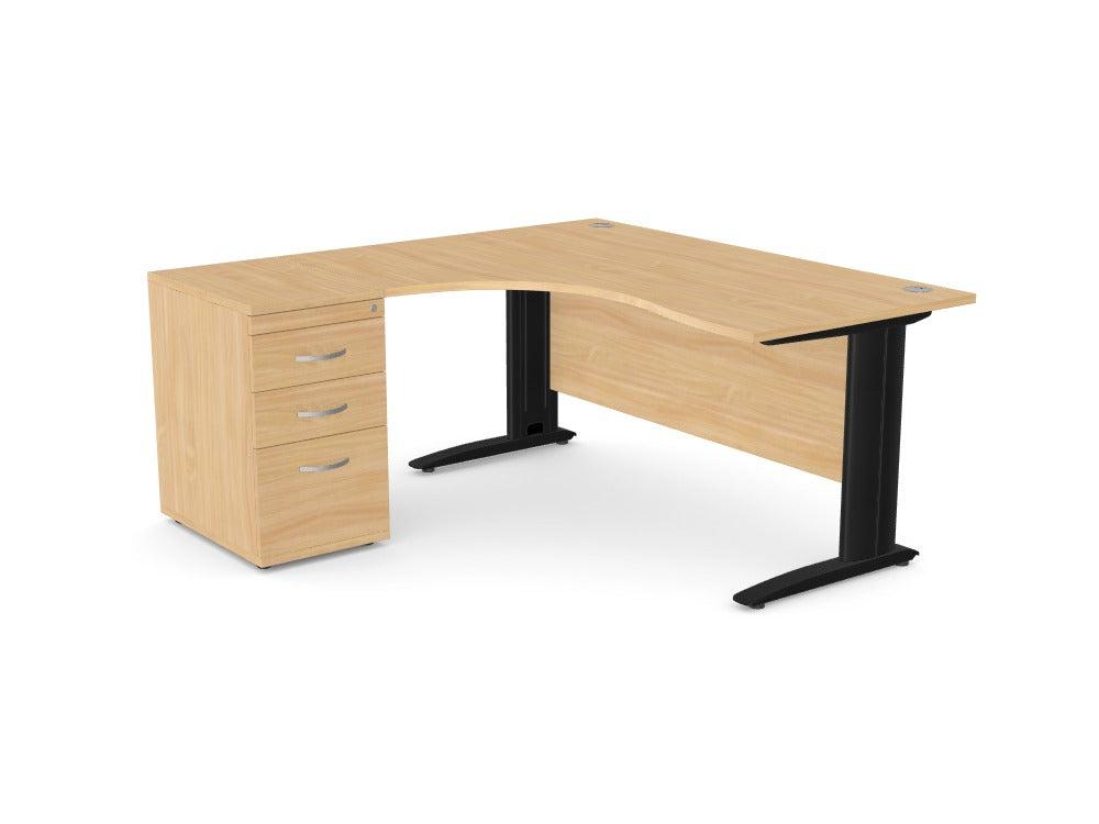 Custom Komo Crescent Desk with Pedestal - Ref: 31NJF4