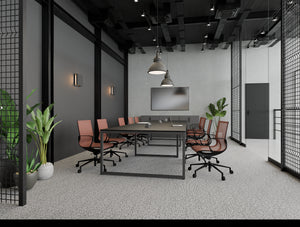 Key Meeting Table with Straight Legs in Black with Gravity Meeting Room Chair with Arms in Meeting Area Setting