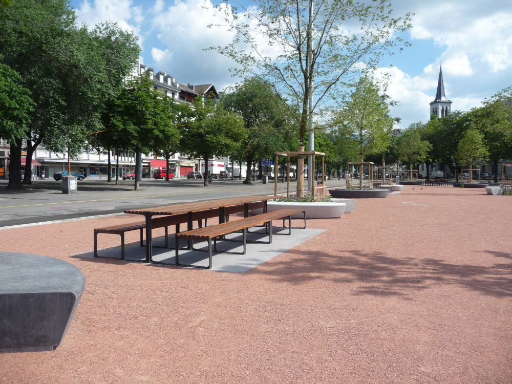 Leman Wooden Backless Outdoor Bench in Outdoor Setting 2