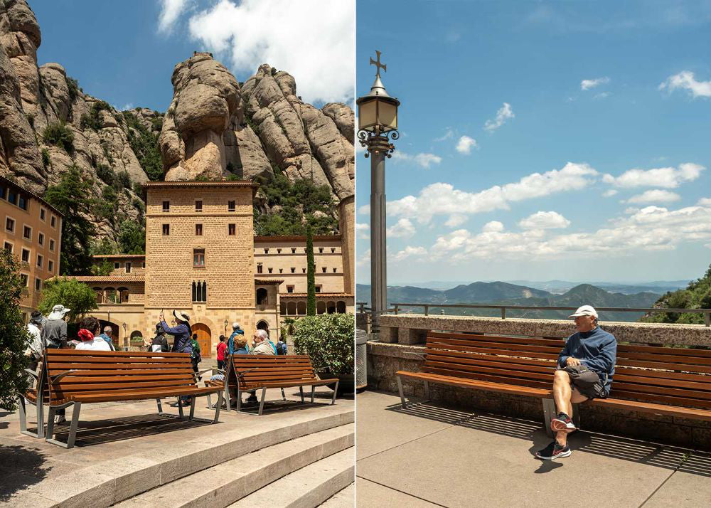 Leman Wooden Bench with Backrest in an Open Area 3