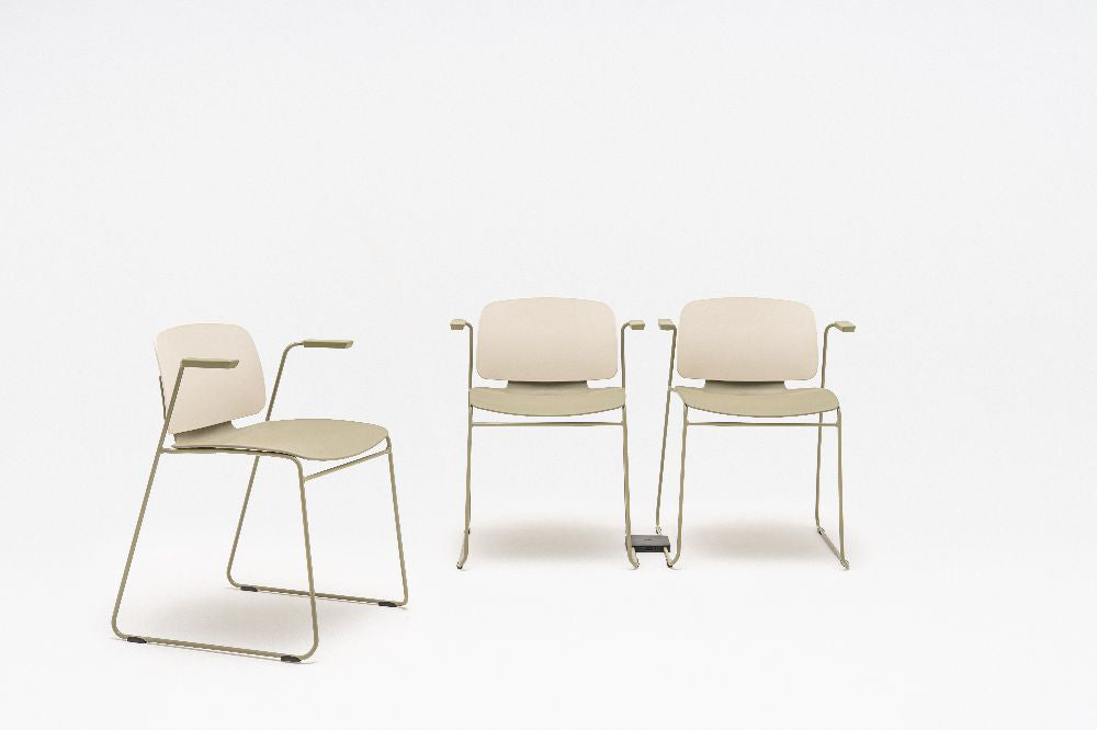 Lena Low Backrest Armchair with Sled Base