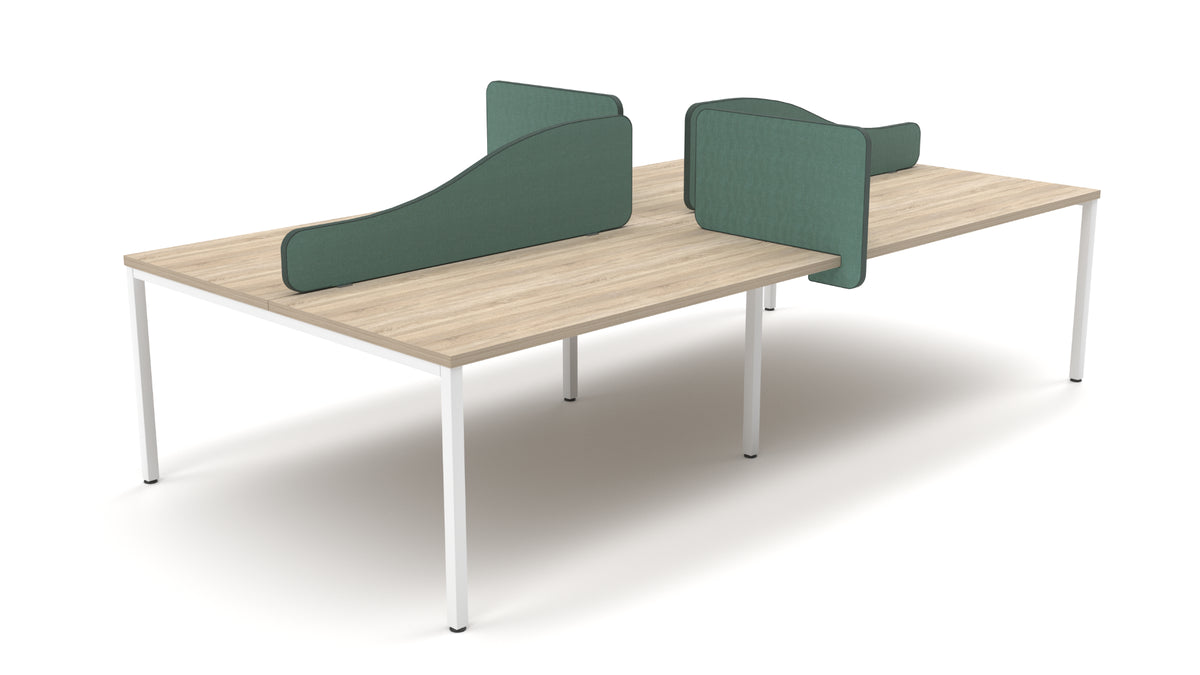 Light Desk Screens in Green Finish Attached in a Bench Desk 2