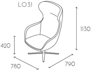 Loop Upholstered Lounge Armchair With High Backrest Dimensions