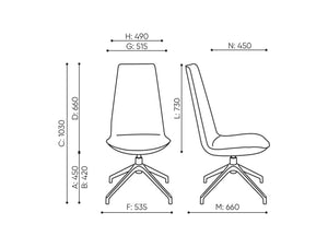 Lumi High Back Executive Office Chair Dimensions