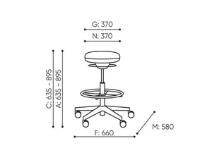 Lupp Mobile Bar Stool Dimensions