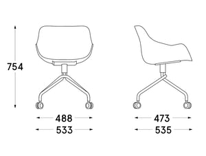 MDD Baltic Basic Shell Armchair on Four Spoke Base 8 Dimensions