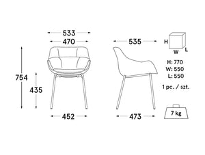 Mdd Baltic Soft Duo Shell Armchair 8 Dimensions