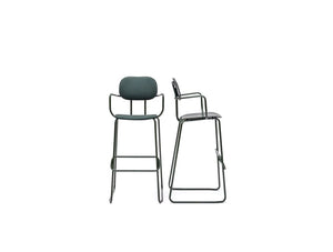 Mdd New School High Sled Chair In Dark Green Upholstery