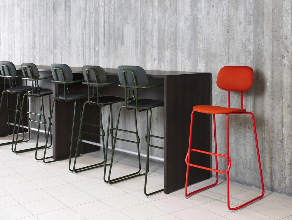 MDD New School High Sled Chair in Orange Finish for Canteen