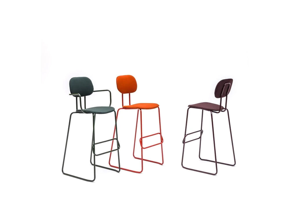 Mdd New School High Sled Chair In Purple And Orange Upholstery