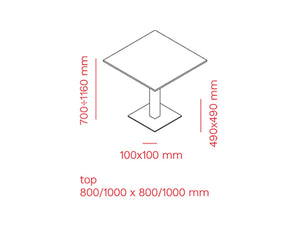 Mara Follow Height Adjustable Square Breakout Table Dimensions