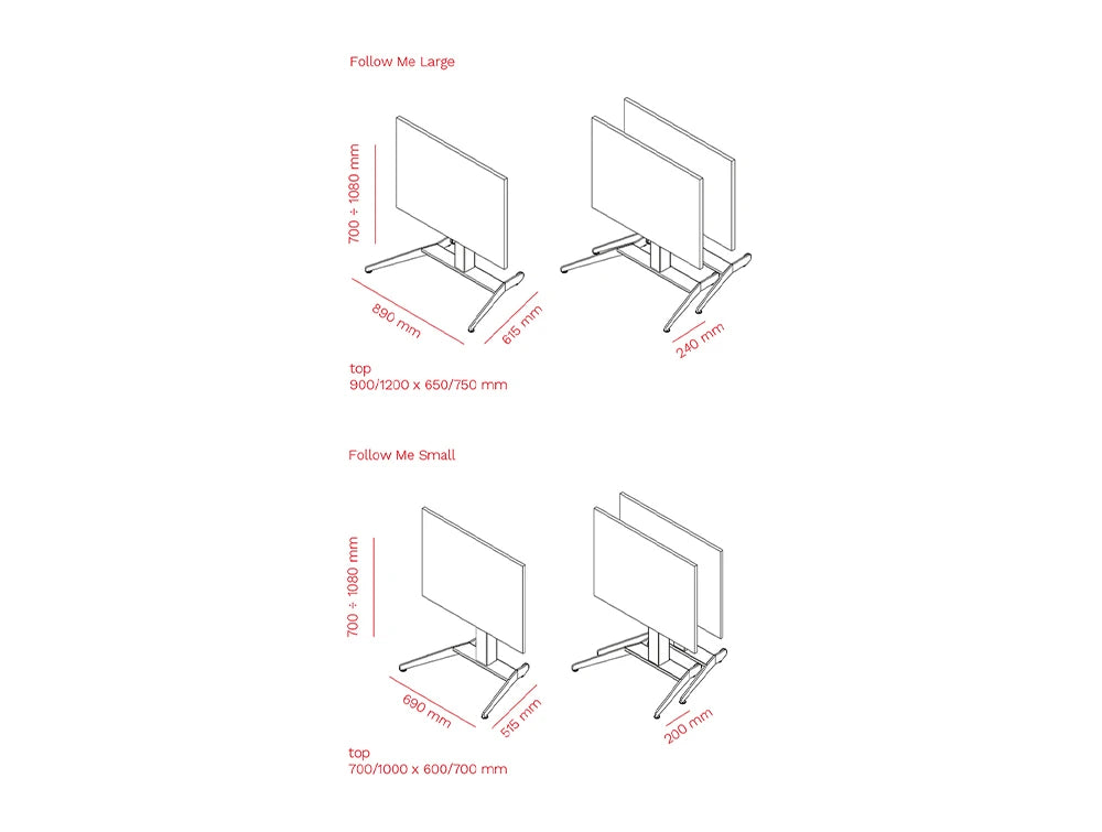 Mara Follow Me Height Adjustable Office Table Dimensions