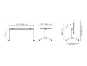 Mara Savio Tilting Rectangular Table On Castors Dimensions