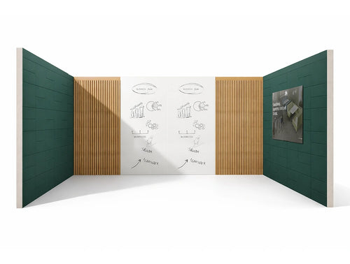 Meeting Room Configuration with Acoustic Panels Glassboards and Wooden Slats