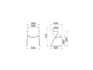 Milos Sled Base With Armrests Office Chair Dimensions