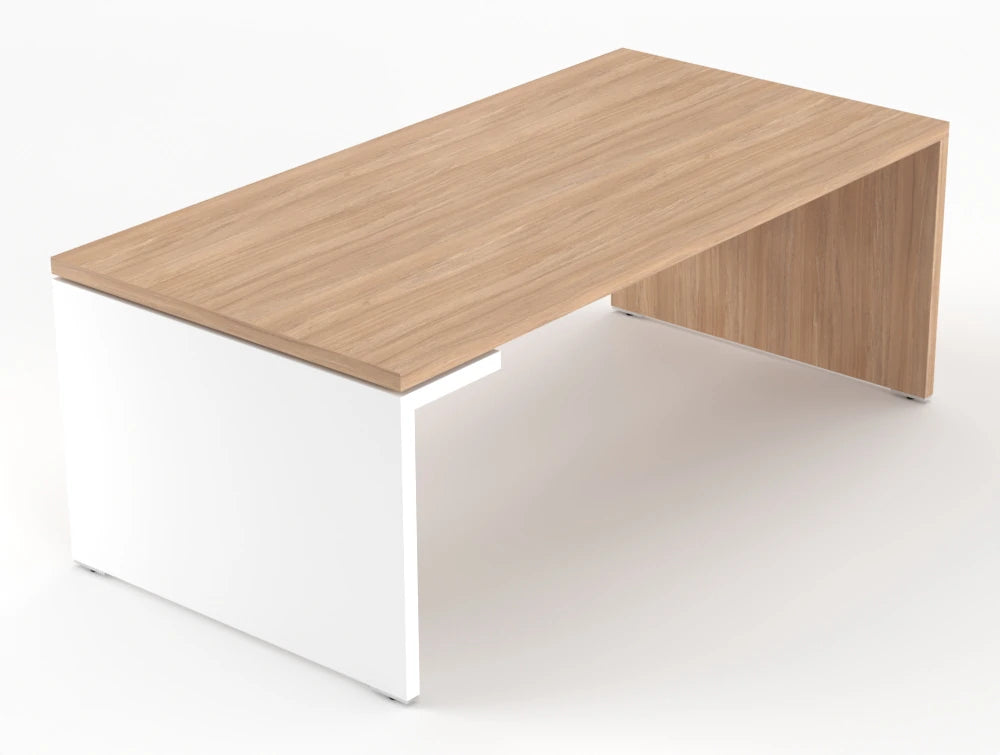 Mito Executive Desk Amber Oak Top White Matt Body 2000Mm Left